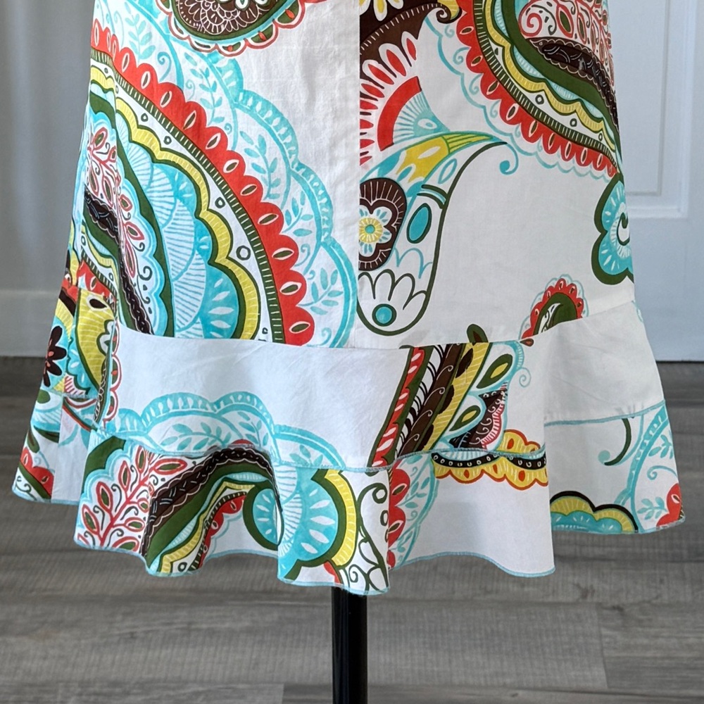 Bogner Paisley Pattern Cotton A-Line Skirt with Ruffle Hem (size 6) - Picture 6 of 12